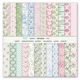 Scrapbook Paper 12x12, 24 Sheets/24 Designs Double-Sided Colorful Style Scrapbooking Pad Decorative Paper for Junk Journals Greeting Cards Decoration