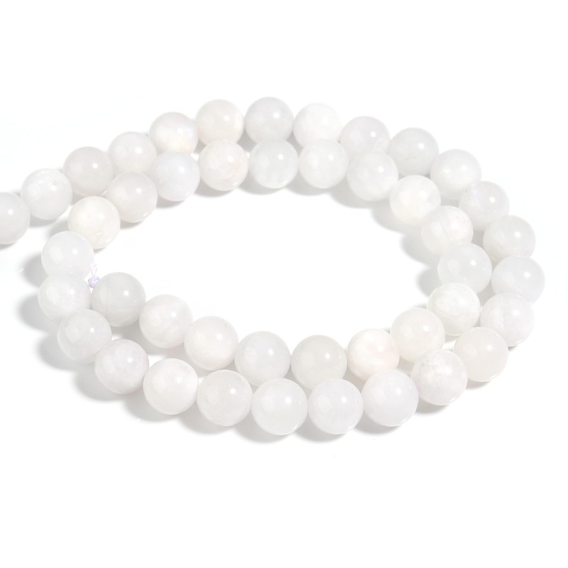 Natural Stone Beads 8 mm White Moonstone Polished Round Smooth