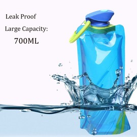 700ML Folable Water Bottles Set of 3 with CE, ROHS Certificates, Collapsible Flexible Reuable Water Bottle for Hiking, Adventures, Traveling,