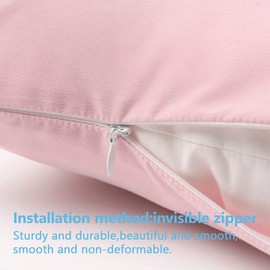 TILLYOU Toddler Pillowcase 2 Pack with Zipper,Silky Soft Microfiber 13" x 18" Kids Travel Pillow Cases, Gray & Pink