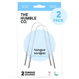 The Humble Co Tongue Scraper for Adults & Kids, 2 Pack - 100% Stainless Steel Tongue Cleaner Helps Eliminate Bad Breath & Bacteria - Dental Oral Care Products & Personal Hygiene Essentials