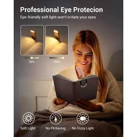 DEWENWILS USB Rechargeable Book Light, LED Clip on Reading Lights for Books in Bed at Night, Portable Bookmark Lamps, Warm White, Brightness Adjustable, Perfect for Bookworms, Kids (Light Pink)