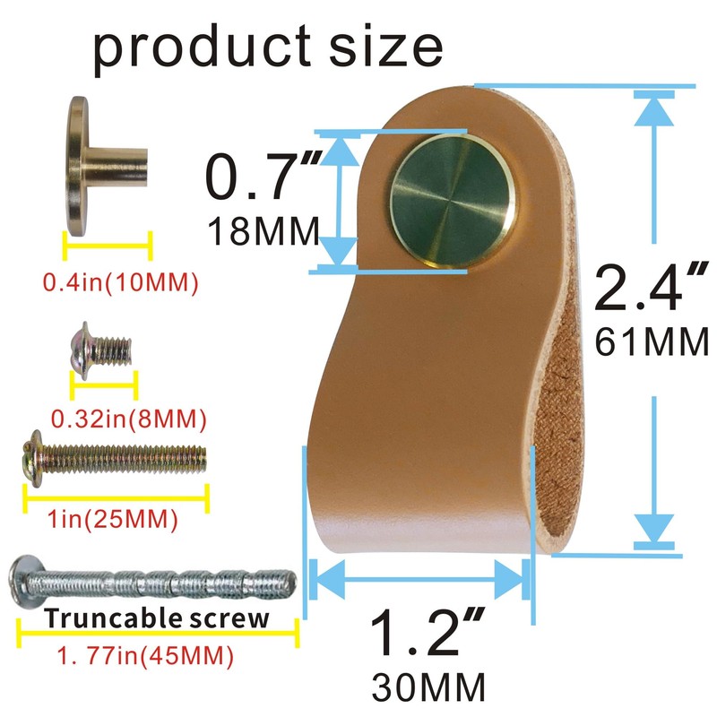Single Hole Double Hole Leather Handle Leather Cowhide Handles, Drawer