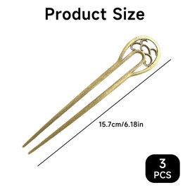 Motmucot 3PCS Metal U Shaped Hairpin Large Hair Pins, French Twist Hairpin, Vintage Hairs Sticks Hairs Fork Elegant Updo Chignon Pins for Women Girls Buns Styling DIY Accessories