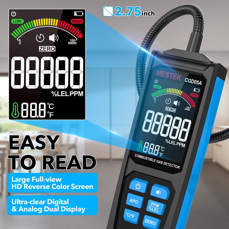 MESTEK Natural Gas Detector, Gas Leak Detector with Long Gooseneck,