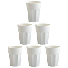 Engelland 6 x Plastic Cups Cream White Drinking Cups Party Cups Plastic Drinking Glasses Reusable 0.25 L