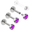 Bling Piercing 3pc 16g 1.2mm 6mm Labret Bar Stud Lip