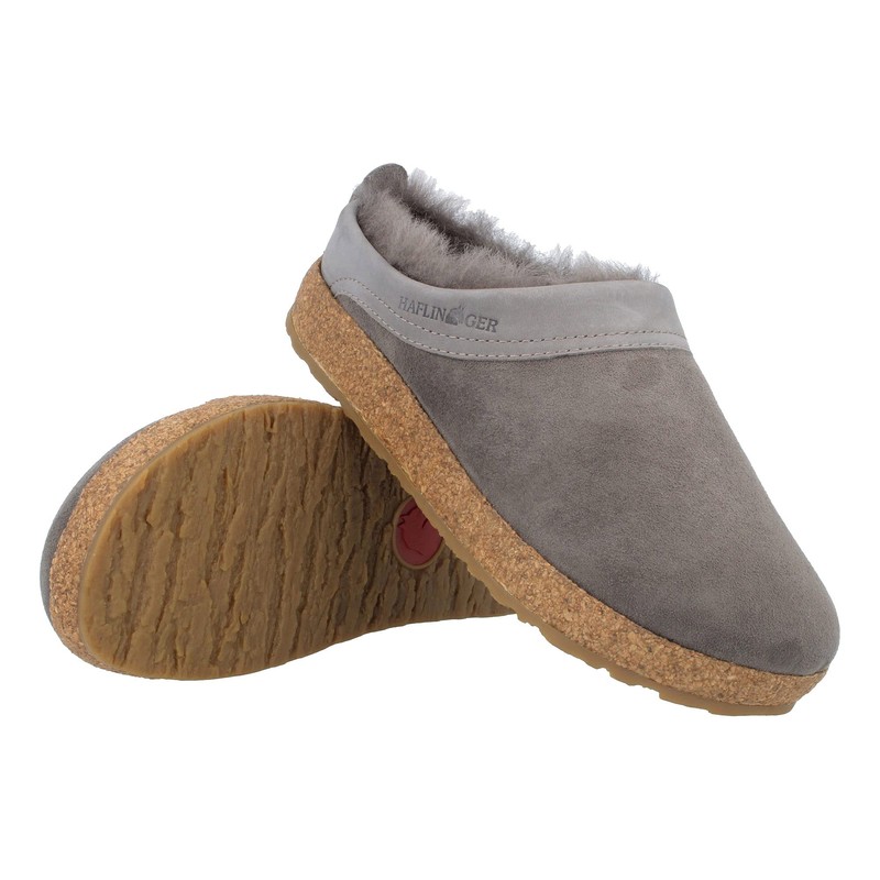 Haflinger Snowbird lambskin clog, felt slipper, house shoe, charcoal, 40