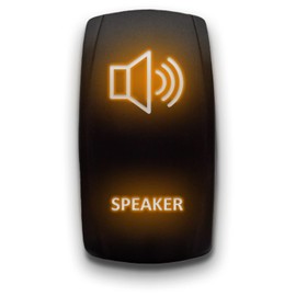 Speaker - Orange - Laser Etched Toggle Switch 5-PIN MAintained Switch Waterproof Black Shell/ON-Off DPST Illuminated Rocker Switch for Auto Truck Boat Marine - 20A 12V/10A 24V