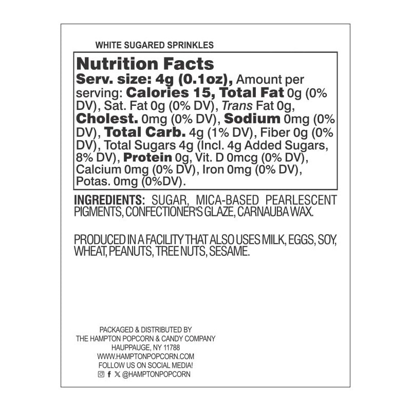 Sanding Sugar White Sprinkles 16 oz, Sugar Sprinkles, Sanding Sugar
