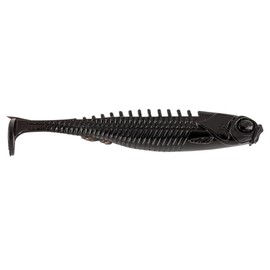 Northland Tackle Eye Candy Paddle Shad Floating 3.5" Soft Plastic Minnow Bait for Walleye Fishing, 5 Baits Per Pack, Black