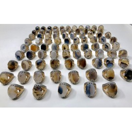 KAR Rare Find 925K STERLING SILVER Yemeni AGATE(Aqeeq) MEN'S RING P5C (9.75)