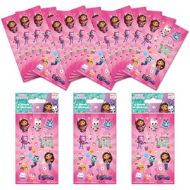 Gabby's Dollhouse Party Bag Sticker Bundle (18 Sheets) | Perfect for Children’s Parties and Stocking Fillers | Can be Used for Decoration and Scrapbooking, Pink, 12.5cm x 7.5cm