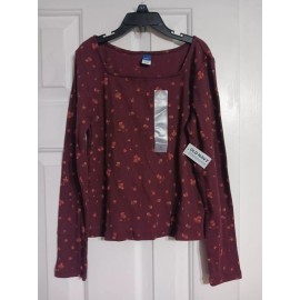 Old Navy NWT Girls Old Navy Long Sleeve Pointelle Knit Top Size L 10-12 Burg Floral  K2