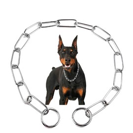 Silver Chain Collar for Large Dogs,Training Choke Collar for Dogs Heavy Duty Big Metal Slip P Link Martingale Collars for Small Medium Large Breed Dogs, 24-inch(D4mm)