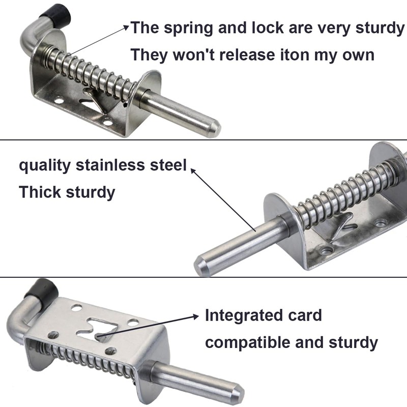 WYIPOLZI 5 Inch/128mm Spring Latch Pin Stainless Steel Barrel Bolt