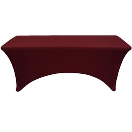 YOUR CHAIR COVERS Rectangular Spandex Table Covers 4ft Fitted Tablecloth Wedding Event Patio Table Decorations Elastic Fabric Stretch Table Covers for 4 ft Folding Table (Burgundy)