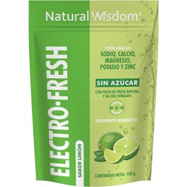 NW Electrolitos en Polvo Sin Azucar Electro-Fresh Hidratación con Minerales Sodio Potasio Calcio Magnesio Zinc Sal del Himalaya Sabor Limón Sin Azucar Pulpa de Fruta Natural