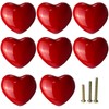 M MIMHOOY 8 Pack Red Heart Shaped Ceramic Cabinet Knobs,