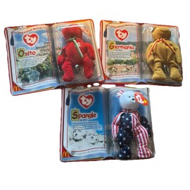 Ty Beanie Babies Ty International Bears 11 Germania, Osito and Spangle NOS