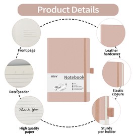 Mlife A5 Journal Notebook,Lined Hardback Notebook with Pen Holder,192 Pages,5.7 inches * 8.4 inches - for Women and Men (Pink)