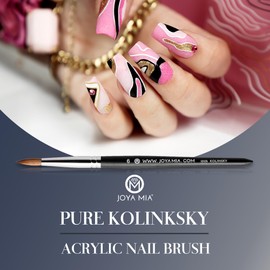 Joya Mia - Pro 100% Kolinsky Acrylic Nail Brush with Wood Handle, Sleek Matte Finish Professional grade, Durable Nail Brush Kolinsky (Size 6, Black)