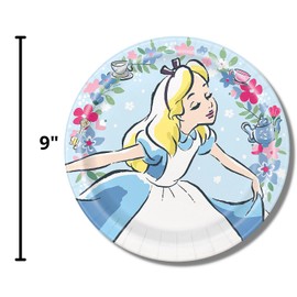 Alice in Wonderland Plates Appetizer & Dinner Napkins Disposable Forks Spoons Knives Cupcake Stand for 24 Cupcakes Onederland 1st Birthday Girl Party Decorations & Supplies Serves 16