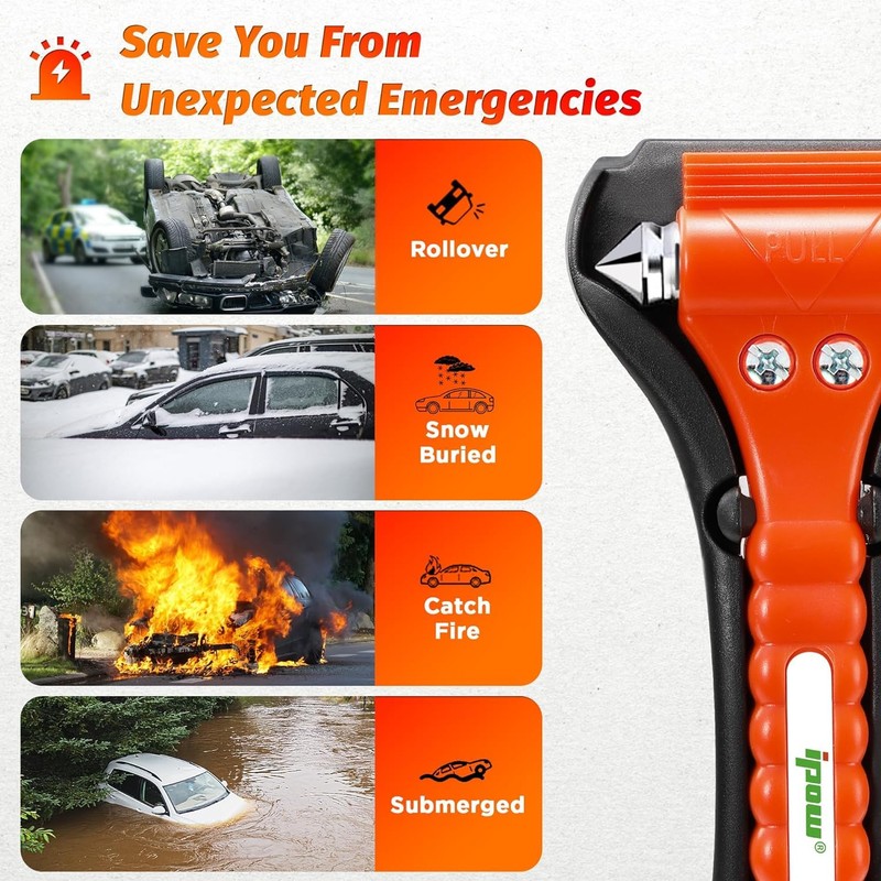 ipow [2 Pack] Car Emergency Escape Window Break Hammer Safety