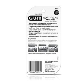 GUM GUM Soft-Picks Advanced, Easy to Use Dental Picks for Teeth Cleaning and Gum Health, Disposable Interdental Brushes with Convenient Carry Case, Dentist Recommended Dental Picks, 90ct (3pk)