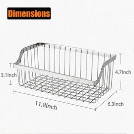 kaileyouxiangongsi Kitchen Storage Metal Wire Fruit Basket - SUS304 Stainless steel Organizer Storage Bin Baskets for Bathroom - Space Saving Design for Pantry Organization （Silver）