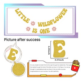 Little Wildflower is One Banner,Our Little Wildflower is Turning One Birthday Decor,Sweet Baby's Girl 1st Birthday Party Decorations Supplies Gold