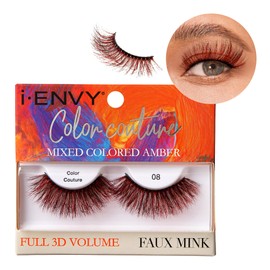 iENVY False Eyelashes Faux Mink Color Couture Mixed Colored Lashes Maximum Fluffiness and Volume Fake Eyelashes (Mixed Amber)