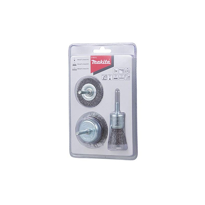 Makita D-66070 Wire Brush Set 3-Piece for Rust Removal and