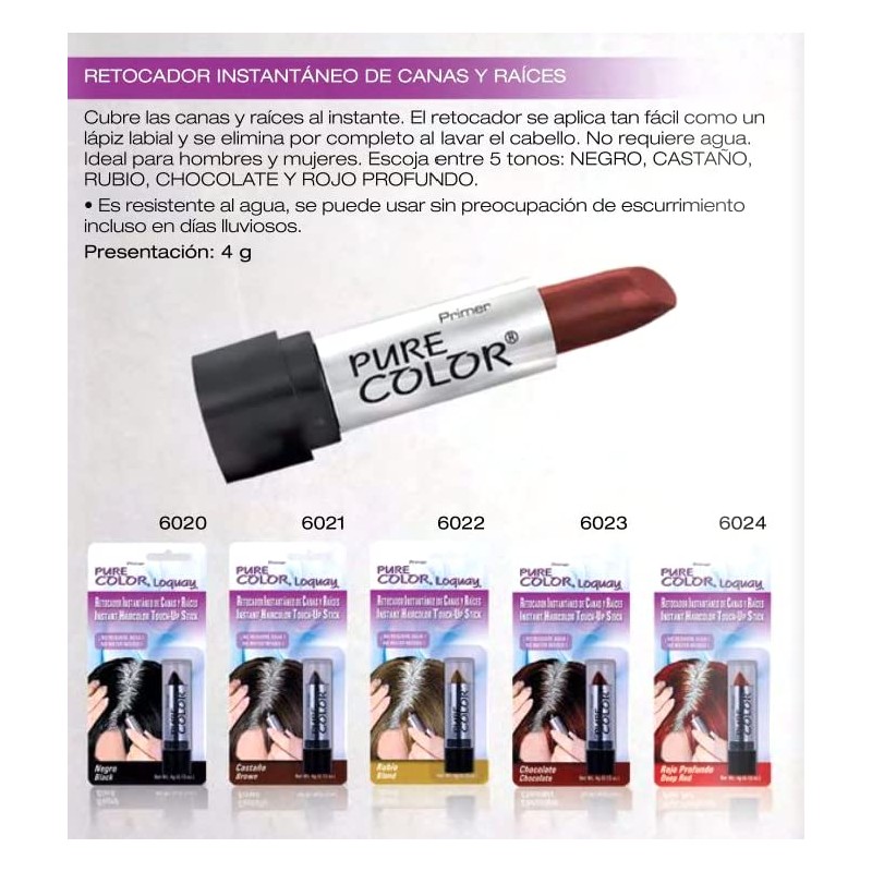 Loquay Retocador Intantáneo de Canas y Raíces Pure Color Castaño
