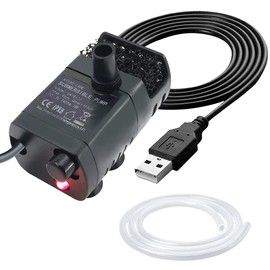 URANT USB Mini Fountain Pump,1M Tube,DC 5V 0.7W Electric Brushless Pump with Filter,Suitable for Small and Medium Sized Aquariums,Desktop Fountains,Pet Fountains,Hydroponic Pumps (Black)