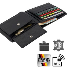 LINDENMANN Men's Leather Wallet, black