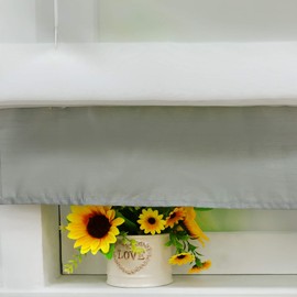 Joyswahl Voile Eyelet Roller Blind Transparent Roman Blind with Coloured Panel, Irene, Window Curtain with Hook Suspension, No Drilling Required, 1 Piece