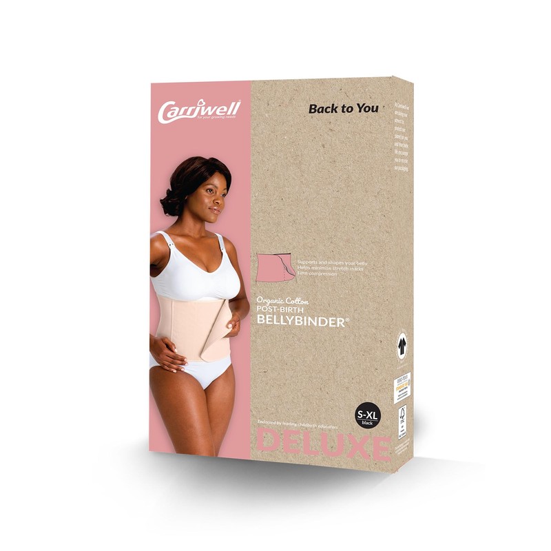 Carriwell Adjustable Organic Cotton Belly Binder (Large/Extra Large, Black)