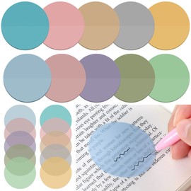 Sabary 500 Sheets Transparent Sticky Notes Round Translucent Sticky Notes Tabs Colorful Page Flags Stickers Clear Book Markers Bible Journaling Office Back to School Supplies(1.75 Inch,Classic)