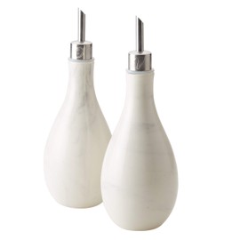 Anolon 2-Piece Stoneware Cruet Set, Marble White