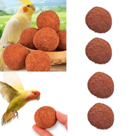 NentMent 4 Pack Bird Mineral Block Natural Formula Clay Ball Bird Beak Grinding Stone Rock Blocks Calcium Supplement Parrot Chewing Toys for Parakeets Quaker Senegal Conure Budgies Cockatiel Greys