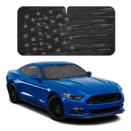 Motor Trend USA Vintage Flag Car Windshield Sun Shade for Car Window, Foldable Car Sun Shade with Patriotic Graphic, Collapsible Sun Visor Sunshade for Car Windshield (Medium, 65 x 33 inches)