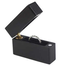 UOOOM Wood Ring Box Portable Jewelry Box (Black)