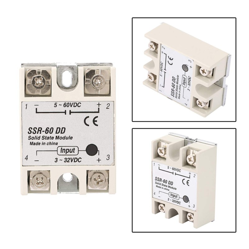 Solid State Relay Module, SSR-60DD 60A Input 3-32VDC Output 5-200VDC,