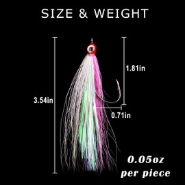 Bucktail Teasers Fishing Hook Fly Streamer Flies, Classic Clouser Minnow Fishing Flies Streamers Fly Fishing Lures for Trout Bass Saltwater Freshwater, Pack of 10 (Mixed Colors)