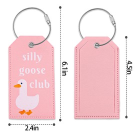 2pcs Silly Goose Luggage Tags Cute Travel Tags for Luggage Backpacks Handbag Cute Leather Identifiers Name Card for Men Women Bag