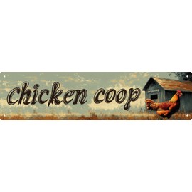 Chicken Coop Decor Signs Metal Tin Sign Decor Art Vintage Farmhouse Coffee Bar Bathroom Wall Decor Funny Man Cave Decor Accessories For Home Cool Room Decor Road Street Garage Signs 4x16 in