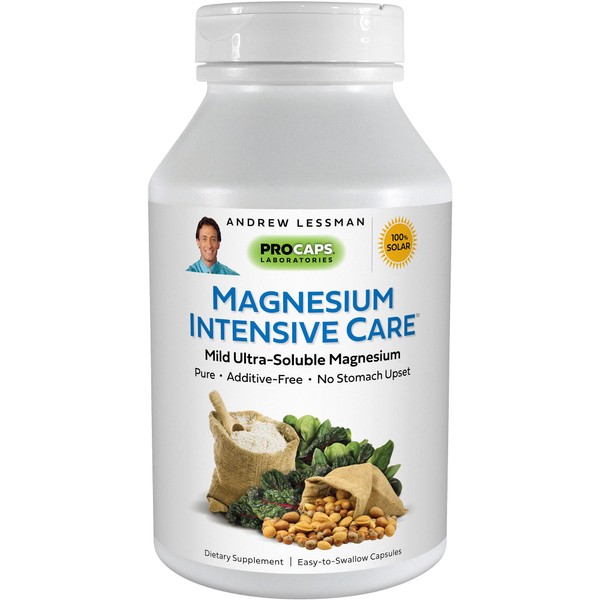 Andrew Lessman Magnesium Intensive Care 500 Capsules – 200mg Mild Ultra-Soluble Magnesium, Supports Nerves, Muscles, Brain and Heart, No Additives, Gentle to Even The Most Sensitive Stomachs