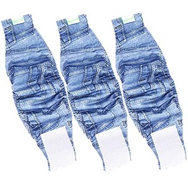 Wegreeco Jeans Washable Male Dog Diapers (Pack of 3) - Washable Male Dog Belly Wrap (Medium - 15"- 17" Waist)