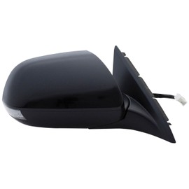 Fit System Passenger Side Mirror for Acura TSX Sedan, TSX Sport Wagon, Black, PTM Cover, w/Turn Signal & Memory, Blue Lens, Foldaway, Heated Power
